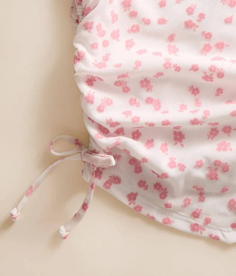 Girls - Flocked Floral Mesh Top