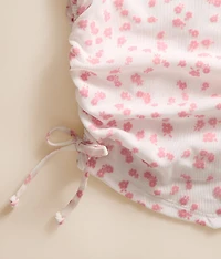 Girls - Flocked Floral Mesh Top