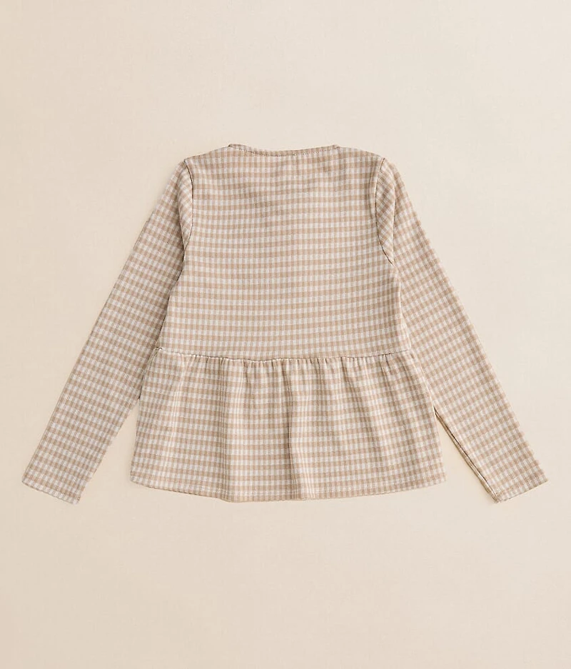 Girls - Gingham Bow Peplum Top