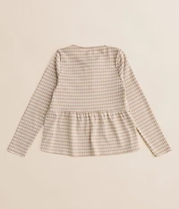 Girls - Gingham Bow Peplum Top