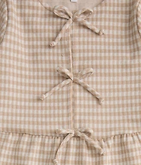 Girls - Gingham Bow Peplum Top