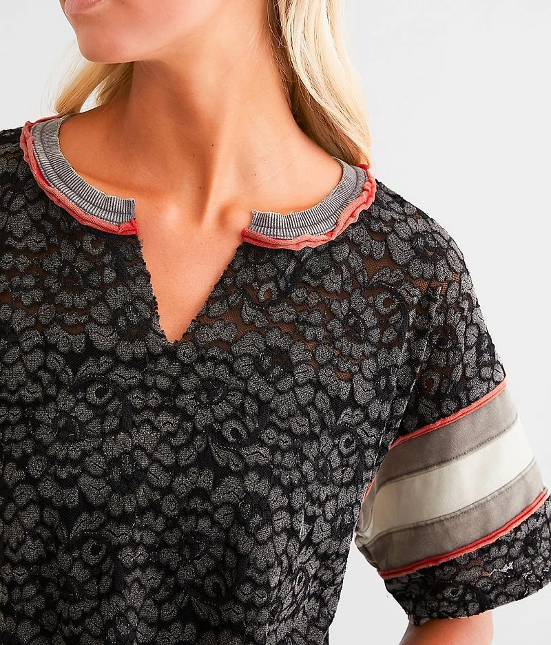 Pieced Floral Lace Top