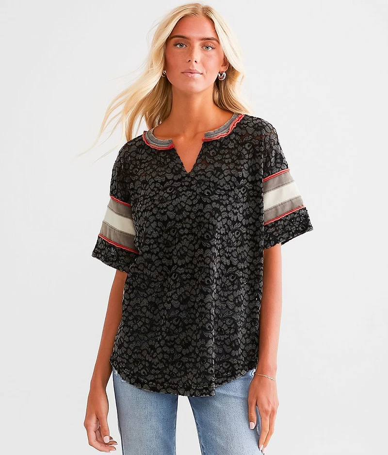 Pieced Floral Lace Top