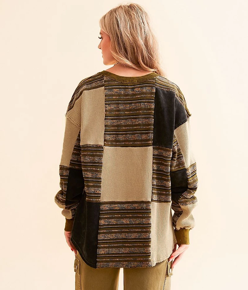 Pieced Checker Pullover