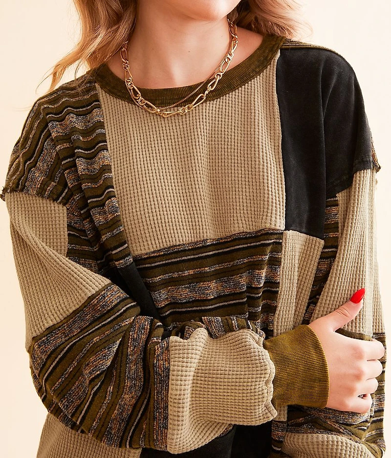 Pieced Checker Pullover