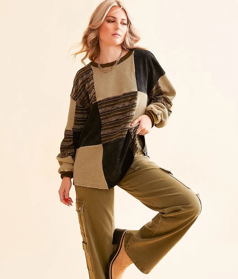 Pieced Checker Pullover
