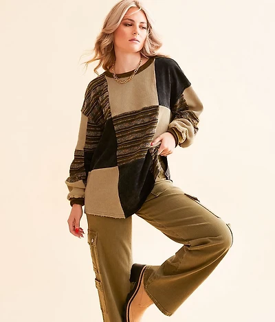 Pieced Checker Pullover