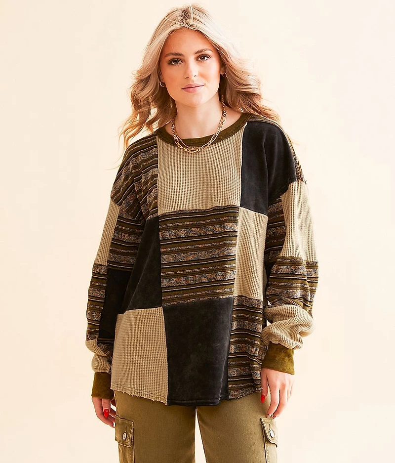 Pieced Checker Pullover