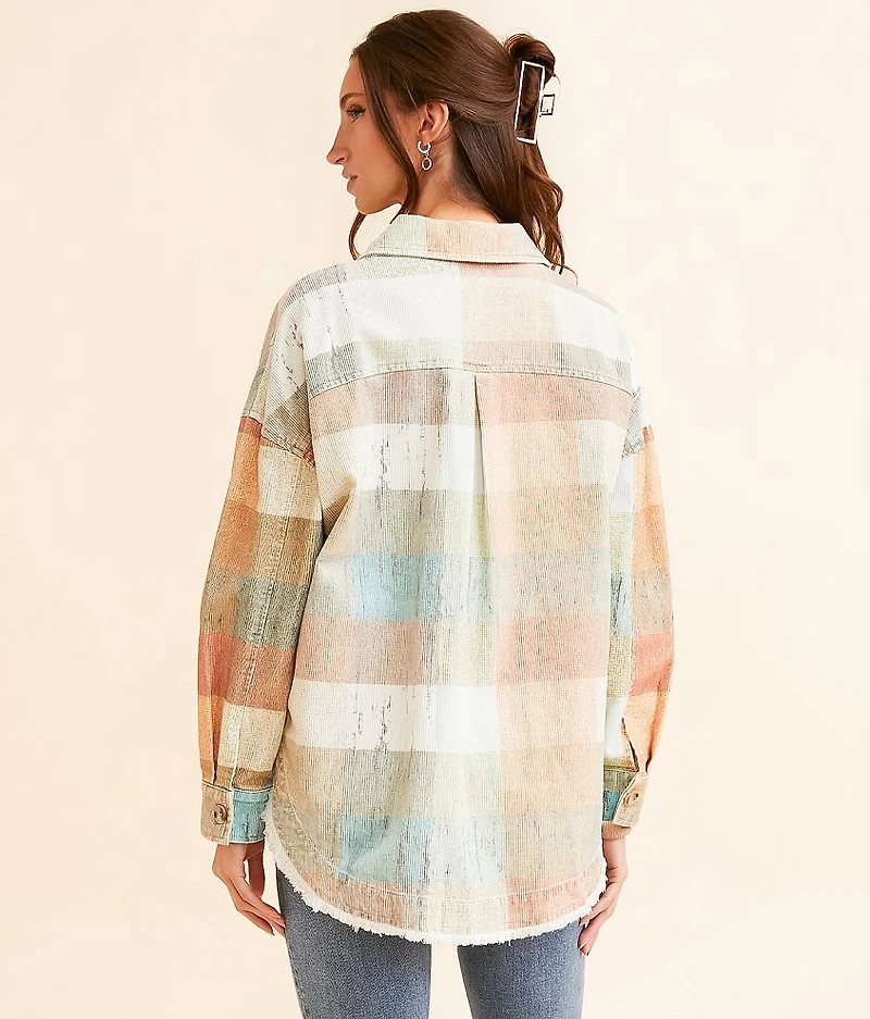 Checkered Corduroy Oversized Shacket