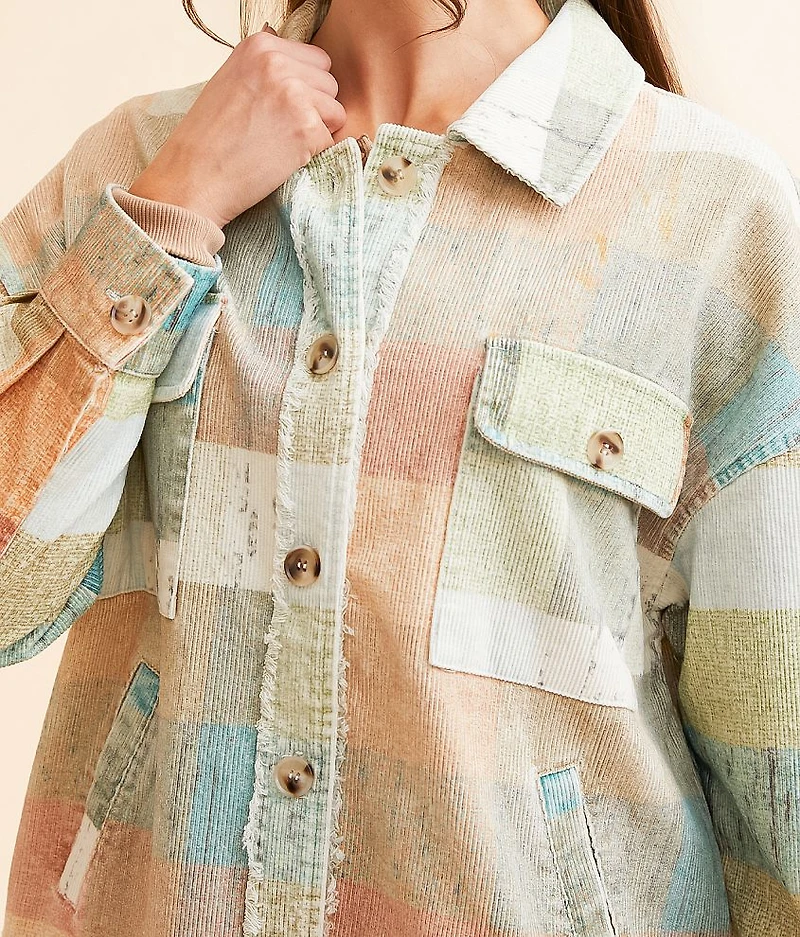 Checkered Corduroy Oversized Shacket