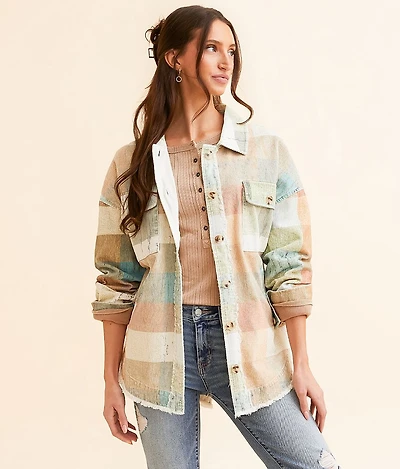Checkered Corduroy Oversized Shacket