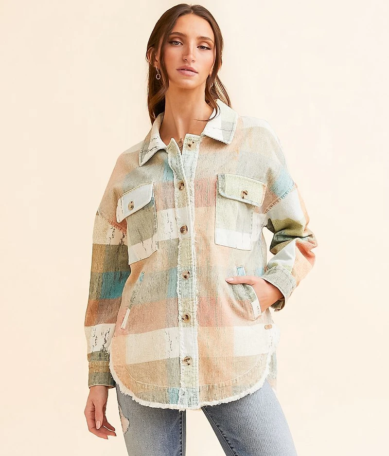 Checkered Corduroy Oversized Shacket