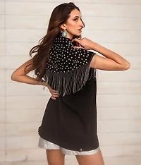 Fringe Oversized Denim Vest