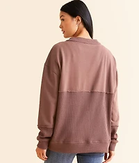 Pieced Lace-Up Pullover