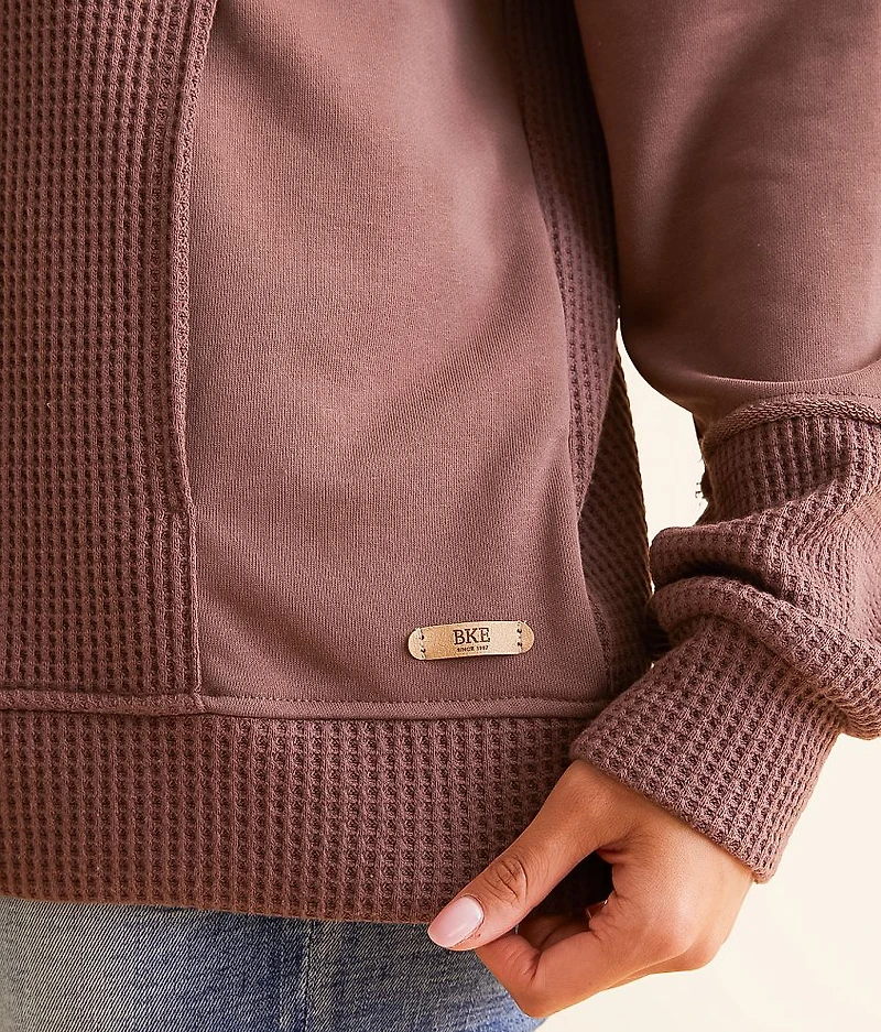 Pieced Lace-Up Pullover