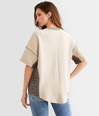 Pieced Plaid Dolman Top