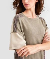 Pieced Plaid Dolman Top