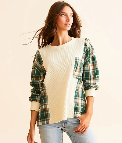 Pieced Waffle Knit Top