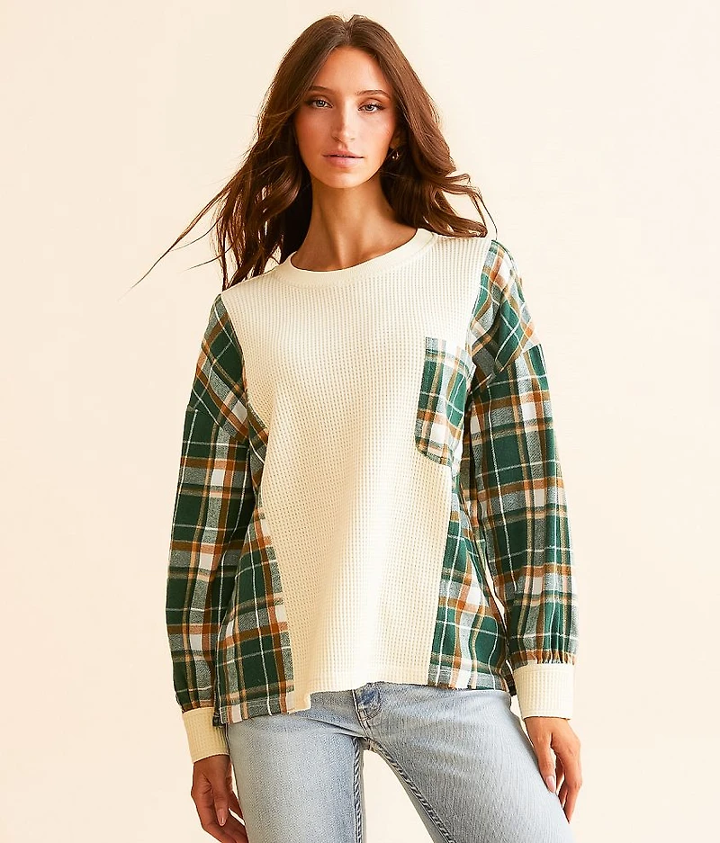 Pieced Waffle Knit Top