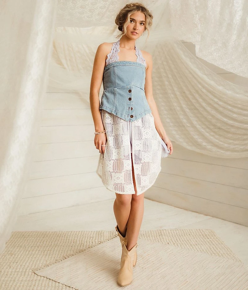 Denim & Lace Tube Top