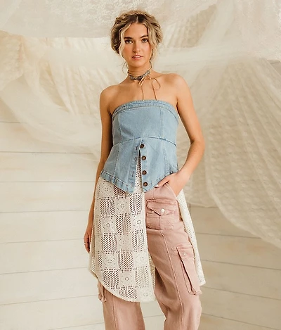 Denim & Lace Tube Top