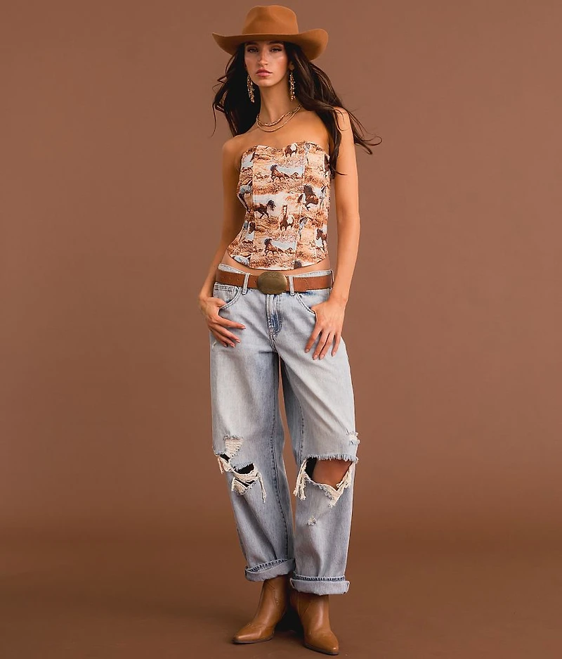 Western Jacquard Tube Top