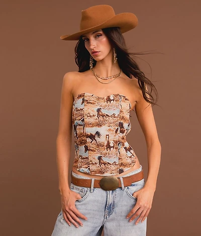 Western Jacquard Tube Top