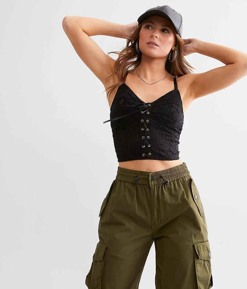 Lace Corset Cropped Tank Top