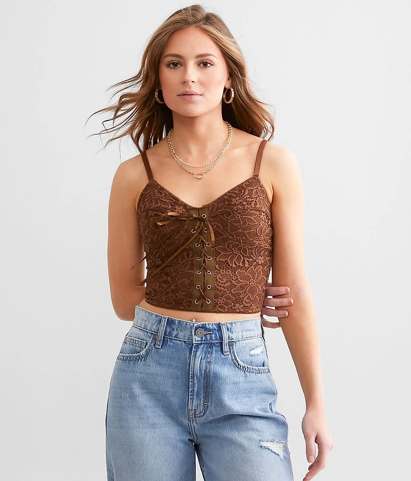 Lace Corset Cropped Tank Top