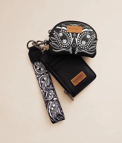 Paisley Embroidered Wristlet Wallet