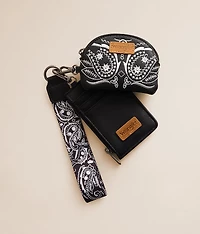 Paisley Embroidered Wristlet Wallet