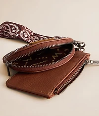 Paisley Embroidered Wristlet Wallet