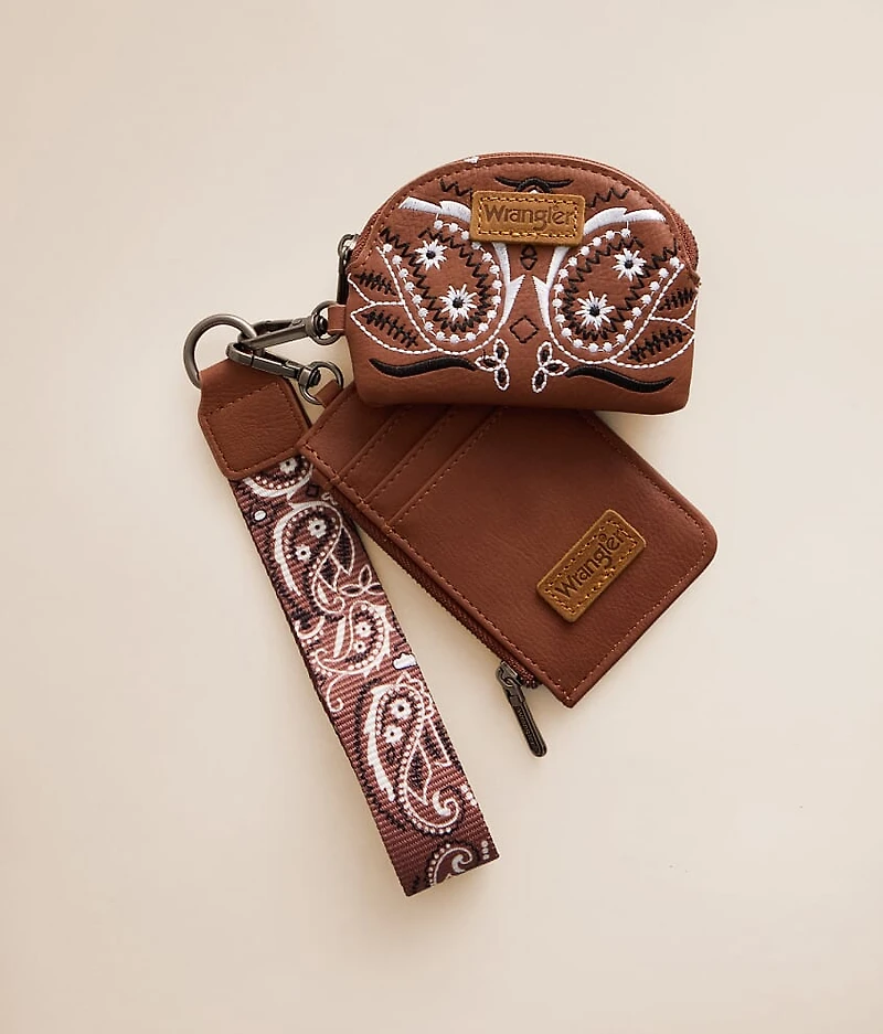 Paisley Embroidered Wristlet Wallet
