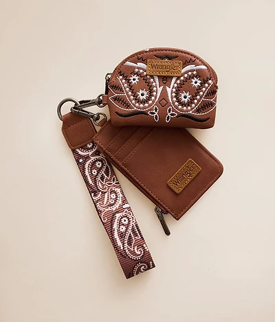 Paisley Embroidered Wristlet Wallet