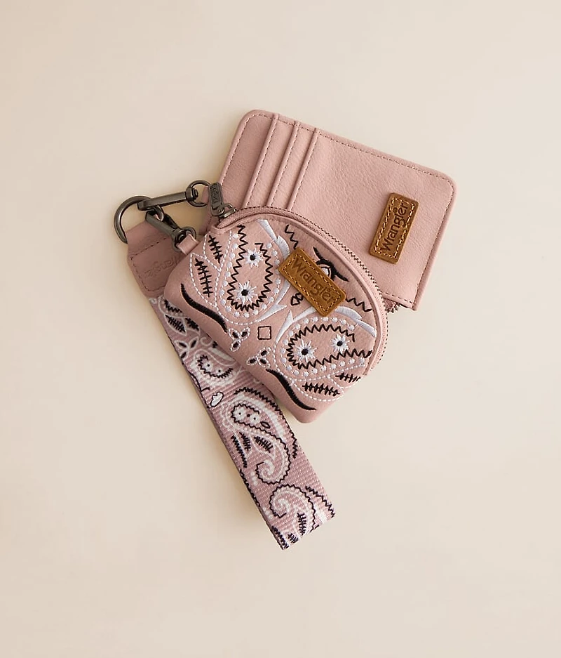 Paisley Embroidered Wristlet Wallet