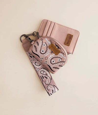 Paisley Embroidered Wristlet Wallet