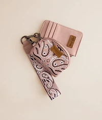 Paisley Embroidered Wristlet Wallet