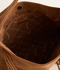 Studded Leather Fringe Hobo Bag