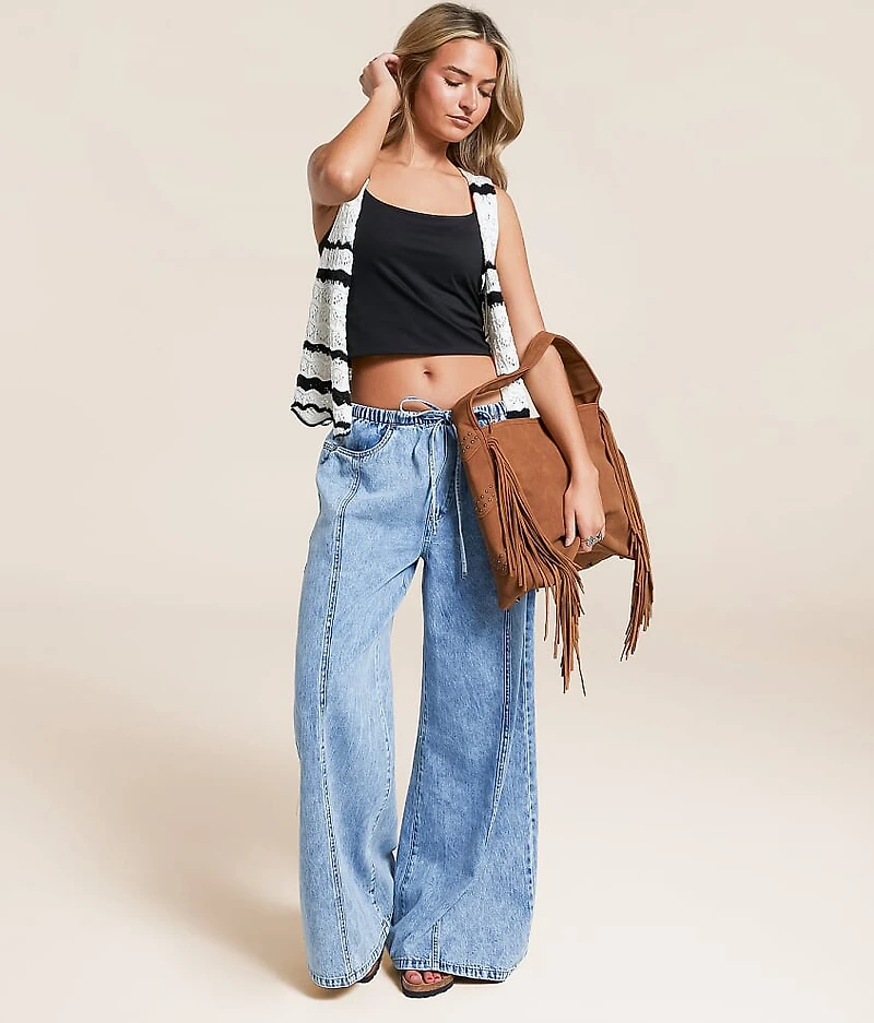 Studded Leather Fringe Hobo Bag