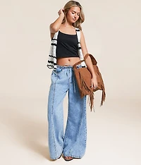 Studded Leather Fringe Hobo Bag