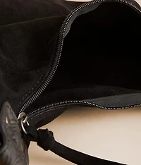Faux Suede Hobo Bag