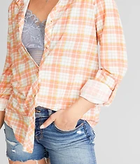 Back Lace-Up Plaid Shirt