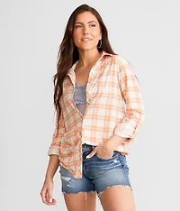 Back Lace-Up Plaid Shirt
