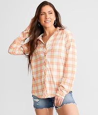 Back Lace-Up Plaid Shirt