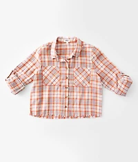 Girls - Frayed Flannel Shirt