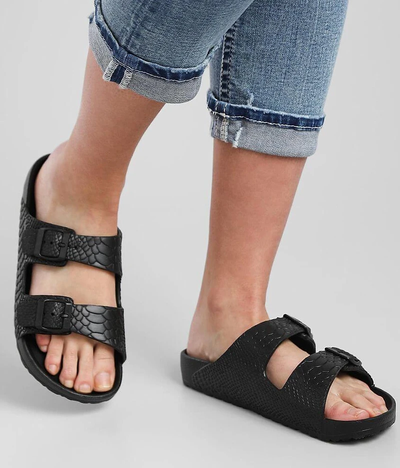 Embossed Tonal Snake Print Sandal