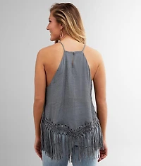 Woven Crochet Fringe Tank Top