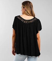 Crochet Trim Scoop Neck Top