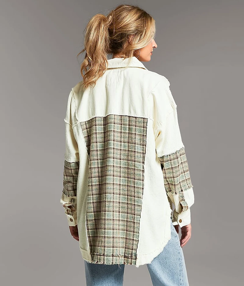 Pieced Plaid Shacket