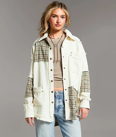 Pieced Plaid Shacket